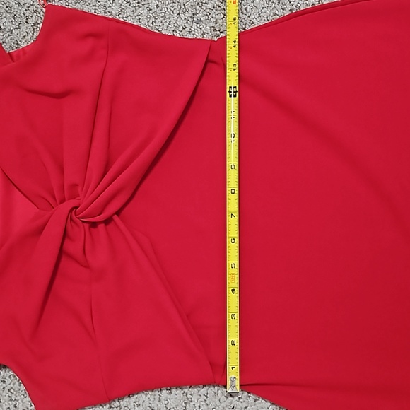 Quiz Off Shoulder Scuba Red Dress – Asymmetric Cut, Size (8-10) - Picture 10 of 11